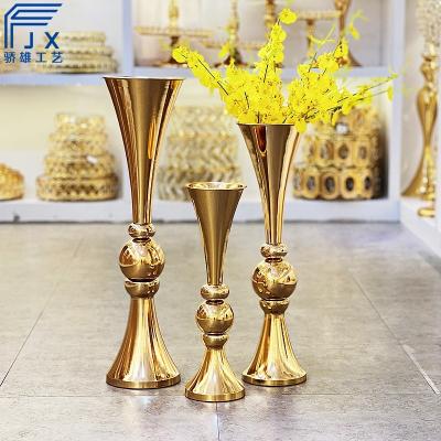 China JX Tall Vase Metal Centerpieces Modern Gold Trumpet Vase For Centerpieces Wedding Decoration for sale