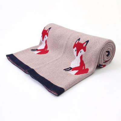 China Designer Private Label Knitted Baby Animal Fox Pattern Anti Static Cover 100% Cotton for sale