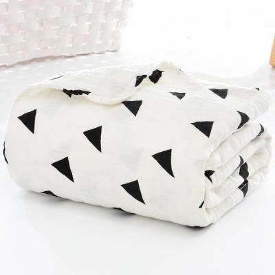 China 110*110cm Baby Cotton Sleep Anti-Static Muslin Wrap 3 Layers Polka Dot Blanket for sale