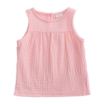 China Low Moq Canvas Anti-Shrink Top / Crop Cotton Fabric For Girls Summer Sleeveless Loose Pullover for sale