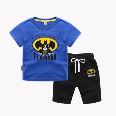 China Summer Boutique Kids Boys T-shirt Casual 100% Cotton Children T-shirt and Short Set for sale