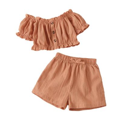 China 2021 Summer Casual Kids Clothing Set Kids Wear Clothes Toddler Girls 2 Piece Shorts Sets 100% Cotton for sale