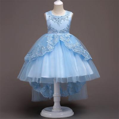 China Wholesale Anti-wrinkle Kids Girls Flower Lace Embroidered Beading Tutu Princess Dress for sale