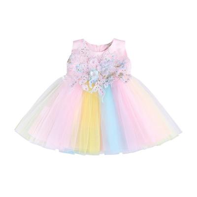 China Wholesale Anti-static Baby Girl Wedding Party Dresses 6-12M Baby Girls Colorful Dresses Kids Birthday Dresses For Girls for sale