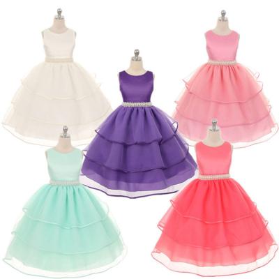 China Anti-Static Logo Korean Girls Princess Dress 2021 Custom Made Fashion Dress With Pearl Belt for sale