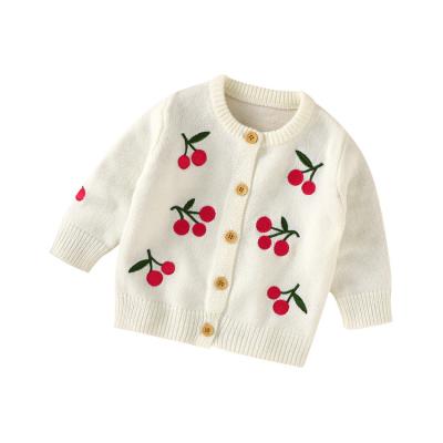 China Fashion Kids Babies Baby Clothing Anti-pilling Long Sleeve Cherry Cardigan for sale