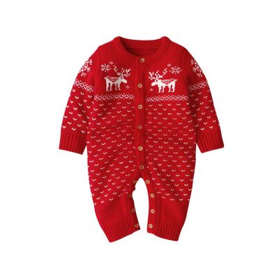 China 100% Acrylic Baby Boy Baby Clothes Red Romper Bebes Christmas Reindeer Rompers for sale