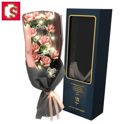 China DIY TOY Sembo Block 601216 DIY KitToys Day Gift Flower Kids Gift Flower Bouquet Educational Bricks White Roses Box Building Blocks Set for sale