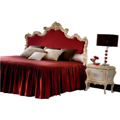 China Other European Design Princess Classic Antique Red Velvet Carving Wooden Bed Design Furniture for sale