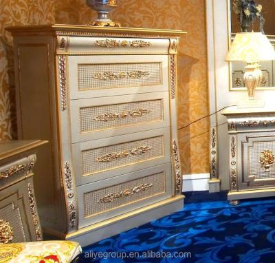 China (Size) AAS779-white ALIYE Luxury Tall Chest Foshan Adjustable High End Solid Wood Hand Carved Bedroom Furniture Vintage Wardrobe for sale