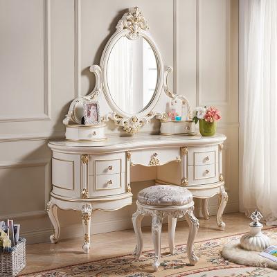 China Classic Solid Wood Storage Bedroom Furniture Drawers Dressing Table With Mirror Make Up Table for sale