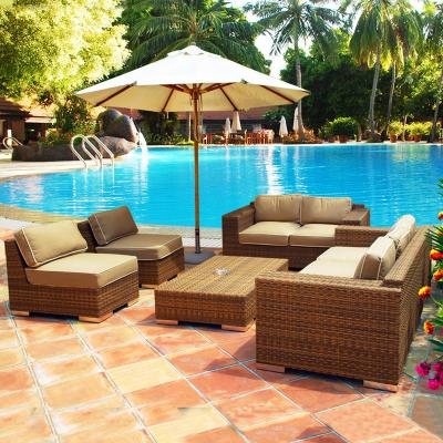 China Eco-freindly Leisure Garden Furniture 1123 Brown Rattan Sofa Set for sale