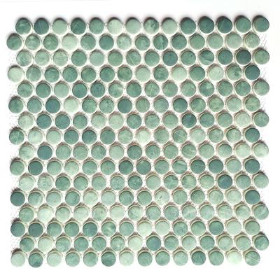 China Parquet European style circle split mosaic ceramic mix glass mosaic slab for background wall for sale