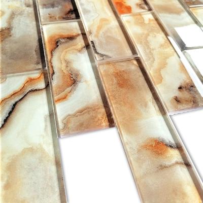 China Custom Parquet Glass Mosaic Tiles Backsplash Interior Mix Kitchen Walls Bathroom Glass Mosaic for sale