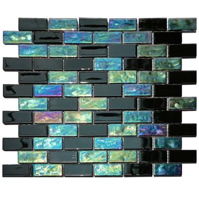 China New Iridescent Blue Glass Pool Mosaico Vidrio Parquet Backsplash Mosaic Slabs for sale