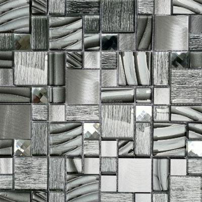 China Cheapest Glass Aluminum Parquet Metal Slabs Mixes Outdoor Glass Mosaic Slab Bathroom for sale