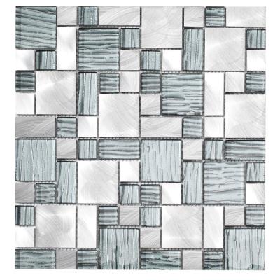 China Aluminum Mixed Piscina Parquet Grades Glass Mosaic Slab For Backsplash Bathroom Mosaico Wall Art for sale