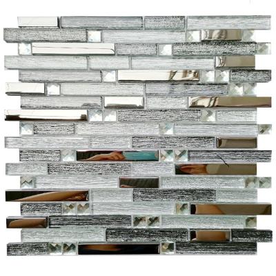 China Interior Glass Flooring Mosaic Slabs Bathroom Walls For Kitchen Backsplash Stainless Steel Aluminum Mix for sale