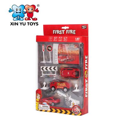 China Non-Toxic Vehicle Set Helicopter Die Cast Car Model Fire Truck Toy For Children for sale