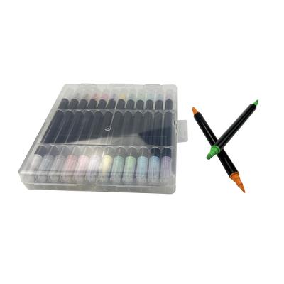 China 2 in 1 Dual Tips Acrylic Paints Pens Markers Custom 24 Colors Fine Tip Art Markers for sale