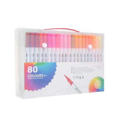 China Markers for Adult Kids 80 100 120 Colors Custom Dual Tip Fine and Brush Tip Watercolor Marker Pen Set for sale