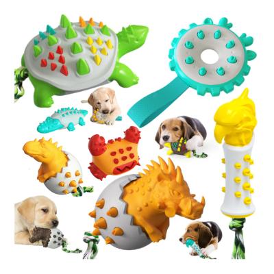 China New Arrival TPR Stocked Rubber Dog Toys Molar Teeth Cleaning Bite Dog Chew Resistant Indestructible Toys for sale