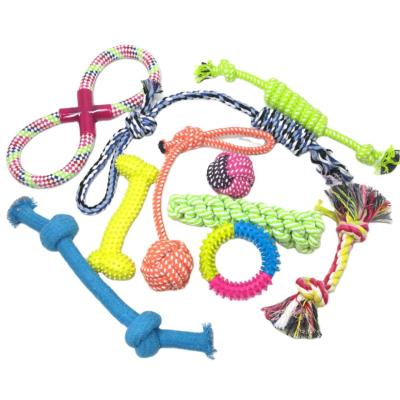 China Amazon Viable Hot Selling Combinations Cotton Rope Dog Toy Set Muliti Color Cotton Multiple Toys for sale