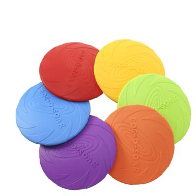 China Amazon Selling Dog Toy Flying Disc Floating Water Soft Bite Viable Training Dog Soft Rubber Flying Disc for sale