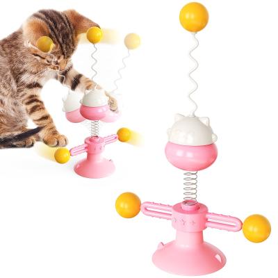 China High Quality Plastic Windmill Cat Toy Interactive Funny Cat Playing Suction Cup Spinning Viable New Arrival for sale