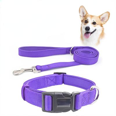 China New Design Logo Pet Supplies Diving Cloth Pet Collars And Leash Customized Nylon Set for sale