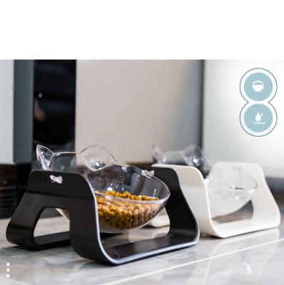 China Fashionable Design Cat Shape 0-15 Degree Adjustable Angle Adjustable Pet Cat Food Bowl for sale