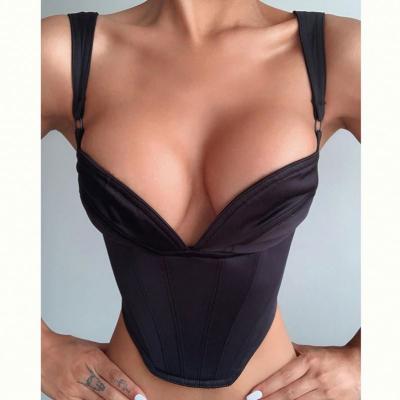 China Breathable Wholesale Bustier Crop Top 2020 Women Sweetheart Neckline Straps Boned Padded Corset Tops for sale