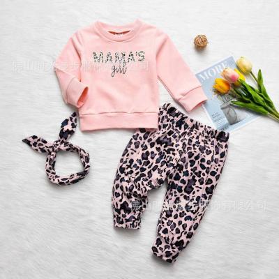 China 2017 Autumn Winter Baby Girls Clothes PrintPants 2pcs Outfit Suit Infant Formal Infant Clothing Set T-shirt+leopard print for sale