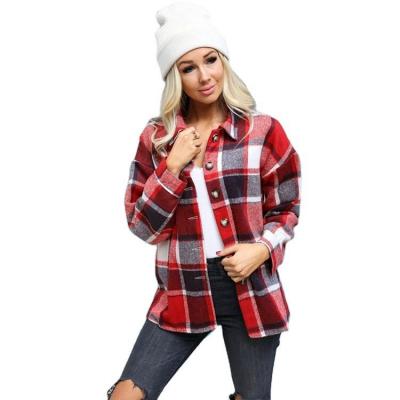 China Anti-wrinkle 2022 the most popular trend spring Front Lapel Coat Women Plaid casual open coat for sale