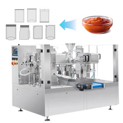 China Food Fully Automatic Multifunction Pouch Tomato Paste Sauce Liquid Premade Bag Packing Machine for sale