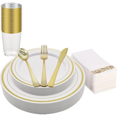 China Home.Restaurant.Bar.Hotel.Wedding Top Quality Royal Classic Outdoor Disposable Plastic Tableware Sets for sale