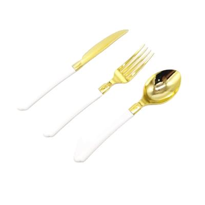 China Golden Disposable Stylish Plastic Cutlery Disposable Flatware For Party for sale