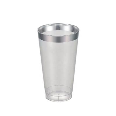 China CLASSIC Gold Wedding Party Cups 16oz Clear Plastic Cups Plastic Tumblers Disposable Cups for sale