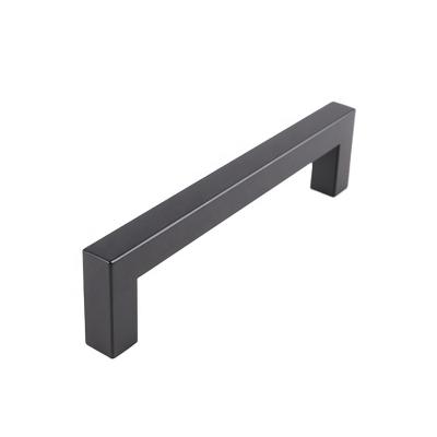 China Furniture Contemporary Black Handle 128mm Matte Black Modern Nordic 5 Inch Cavity Stainless Steel Kitchen Fancy Cabinet Pulls for sale