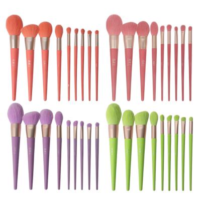 China Angular Blush 9pcs Private Label Makeup Brush With Bag Pink Makeup Brush Set Velvet Like Soft Bristle Candy Color Selection Support Customer for sale