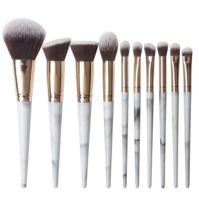 China Angular Blush 2022 Precise Custom Logo 10 High Quality Professional Cosmetic Marble Makeup Cheap Foundation Powder Concealer Brush for sale