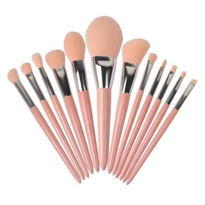 China 12pcs Long Lasting Synthetic High Quality Unique Luxury Private Label Makeup Brush Custom Pink Professional Makeup Brush Set for sale