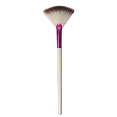 China Single Face High Quality Professional Soft Touch Vegan Logo Makeup Brush Custom Made Dense Wooden Handle Superb High Quality Cosmetic White for sale