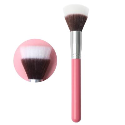 China Professional Vegan Pink Logo Private Label Custom Flat Brush Premium 2022 New Luxurious Pink Make Up Cosmetic Brushes for sale