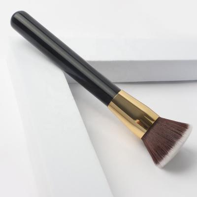 China Single Makeup Brush Durable Black No Logo Small Handle Private Label Eco Friendly Premium Wood Low Moq Makeup Brushes Flat Vegan Facial Soft Beauty for sale