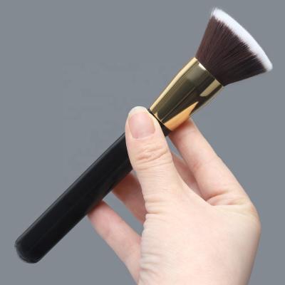 China 2022 Low Moq Sales Women Travel Good Quality Kabuki Makeup Brush Flat Wooden Makeup Brush Black Durable Hot Facial Base for sale