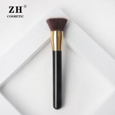 China Professional Private Label Foundation Face Soft Touch ZH Simple Makeup Brush Flat Synthetic Wholesale Super High Quality Fluffy Golden for sale