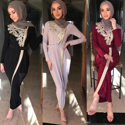 China New Casual Elegant Women Dress Muslim Embroidery Beads Design Islamic Wedding Party Dress Full Wrap Abaya Bodycon Long Cardigan Robe for sale