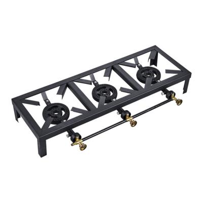 China High-Efficient Hotel Factory Steel Frame And Cast Iron Gas Stove 3 Burner for sale