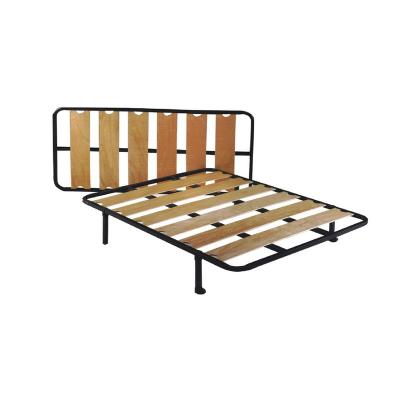 China No Assemble Heavy Support Top Single Size Metal Frame Beds Frames With Slat for sale